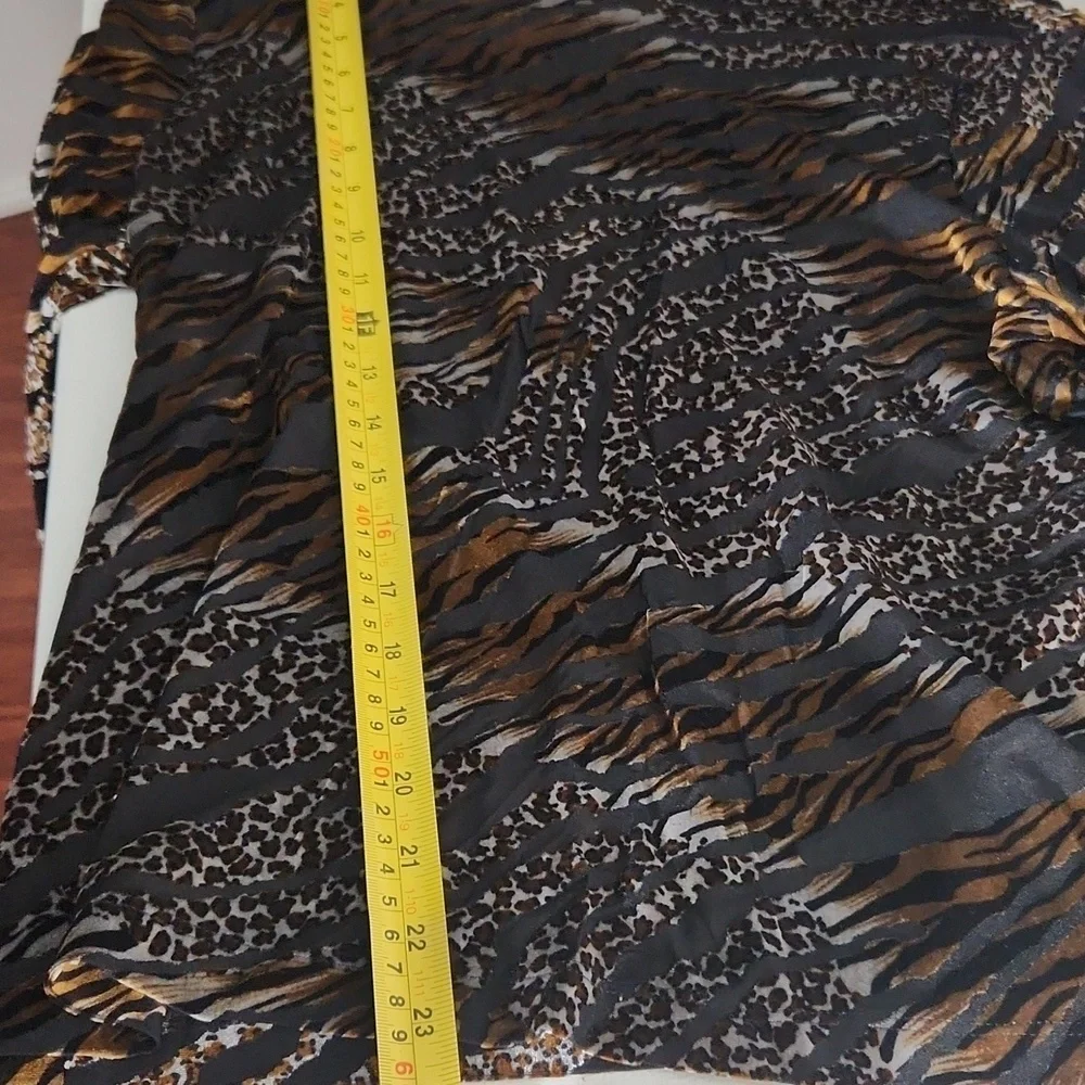 Francesca Rose Top Animal Print Long Sleeve Top blouse size L see-through it